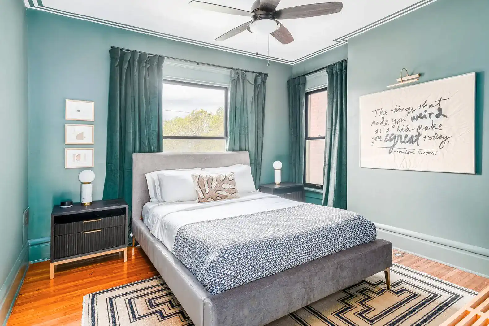 Second Floor | Bedroom 5 | Queen bed, TV, closet with hangers and luggage rack