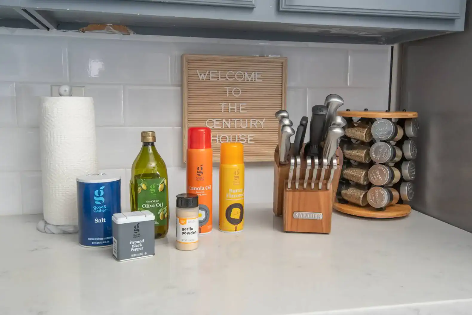 Fully stocked kitchen with starting pantry items for your first day. There is a Kroger just 3 blocks away for additional groceries. 