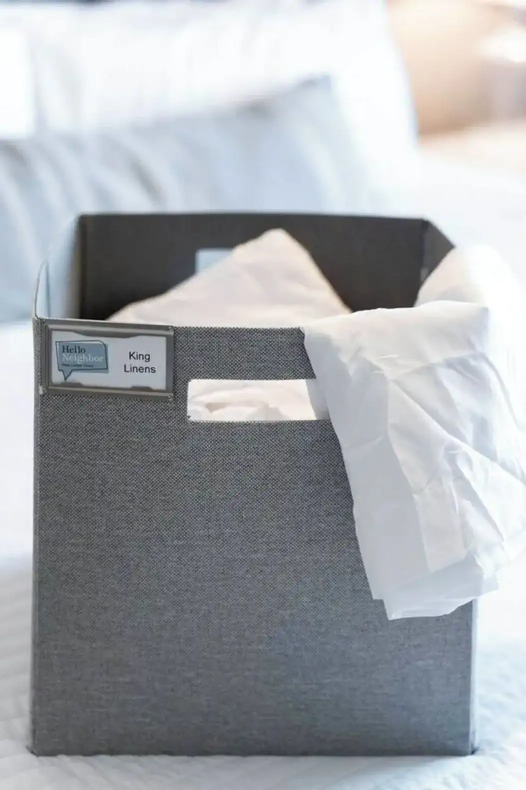 Fresh king-size linens, neatly organized for a peaceful nights sleep and enjoyable stay.