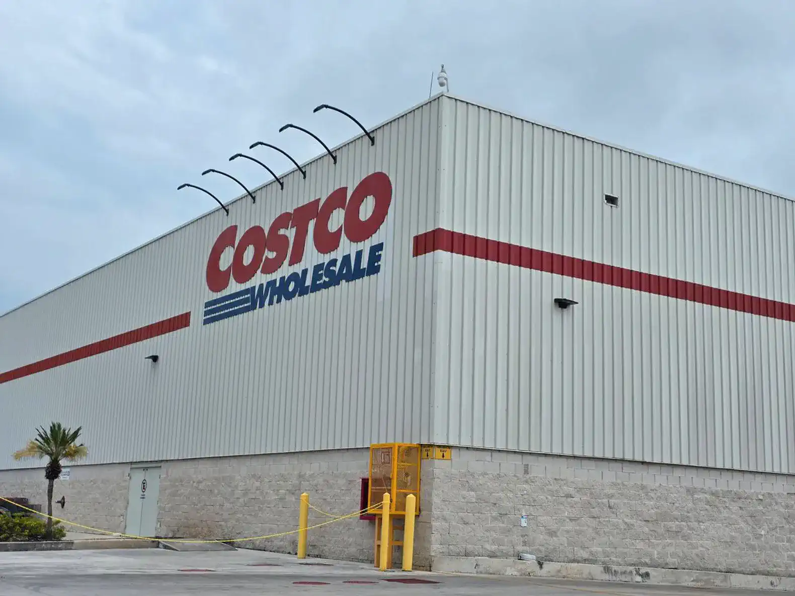 Exterior view of a Costco Wholesale store with a large sign