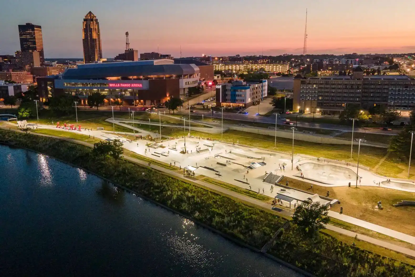 The Lauridsen Skatepark (the largest open park in the nation) is just across the river, less than 5 minutes away.  This 88,000 square feet attraction will showcase Olympic caliber park and street courses and is truly a work of art.