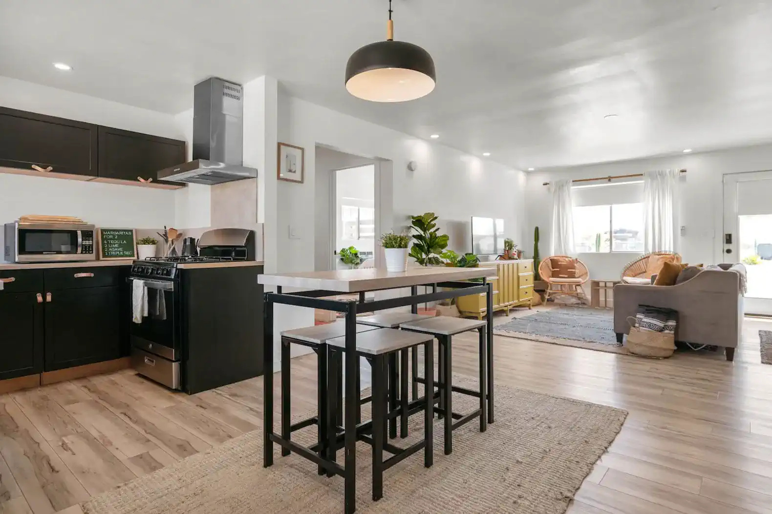 kitchen into living room