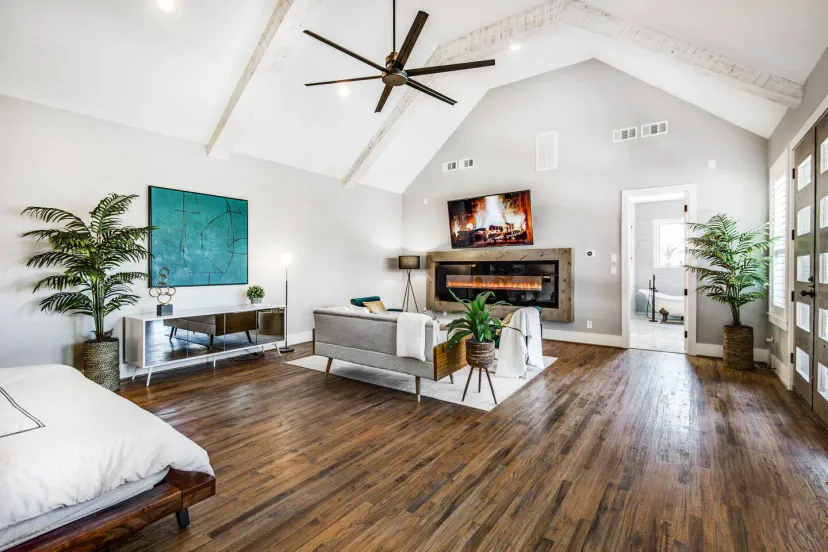 Spacious, hard-wood floor master bedroom