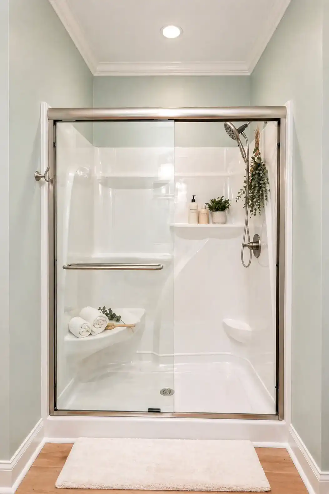 Shower With Bench and Shelves