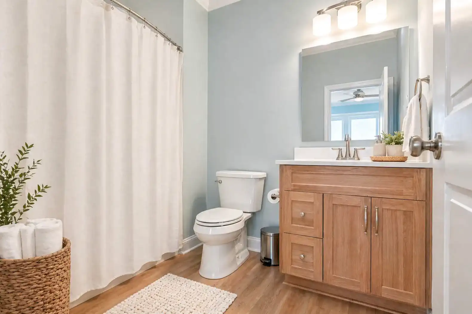 Ample space in the Lower Level Queen bathroom.  Complete with Shower/Tub