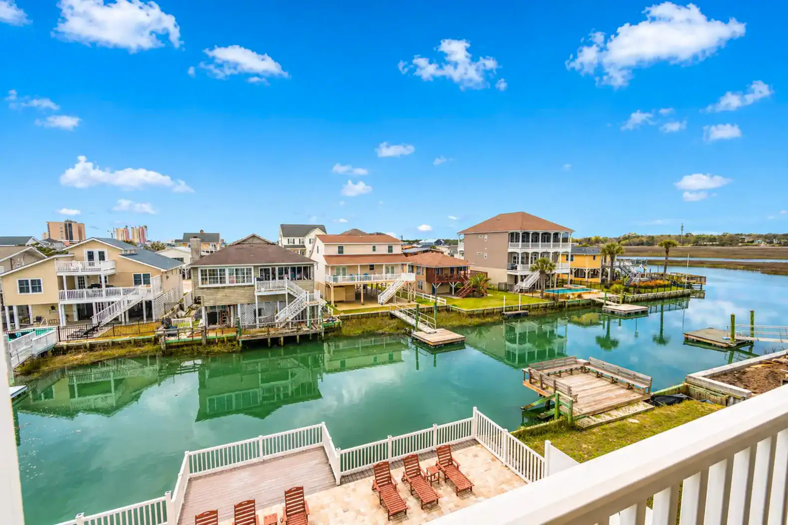 View over the pool area/channel