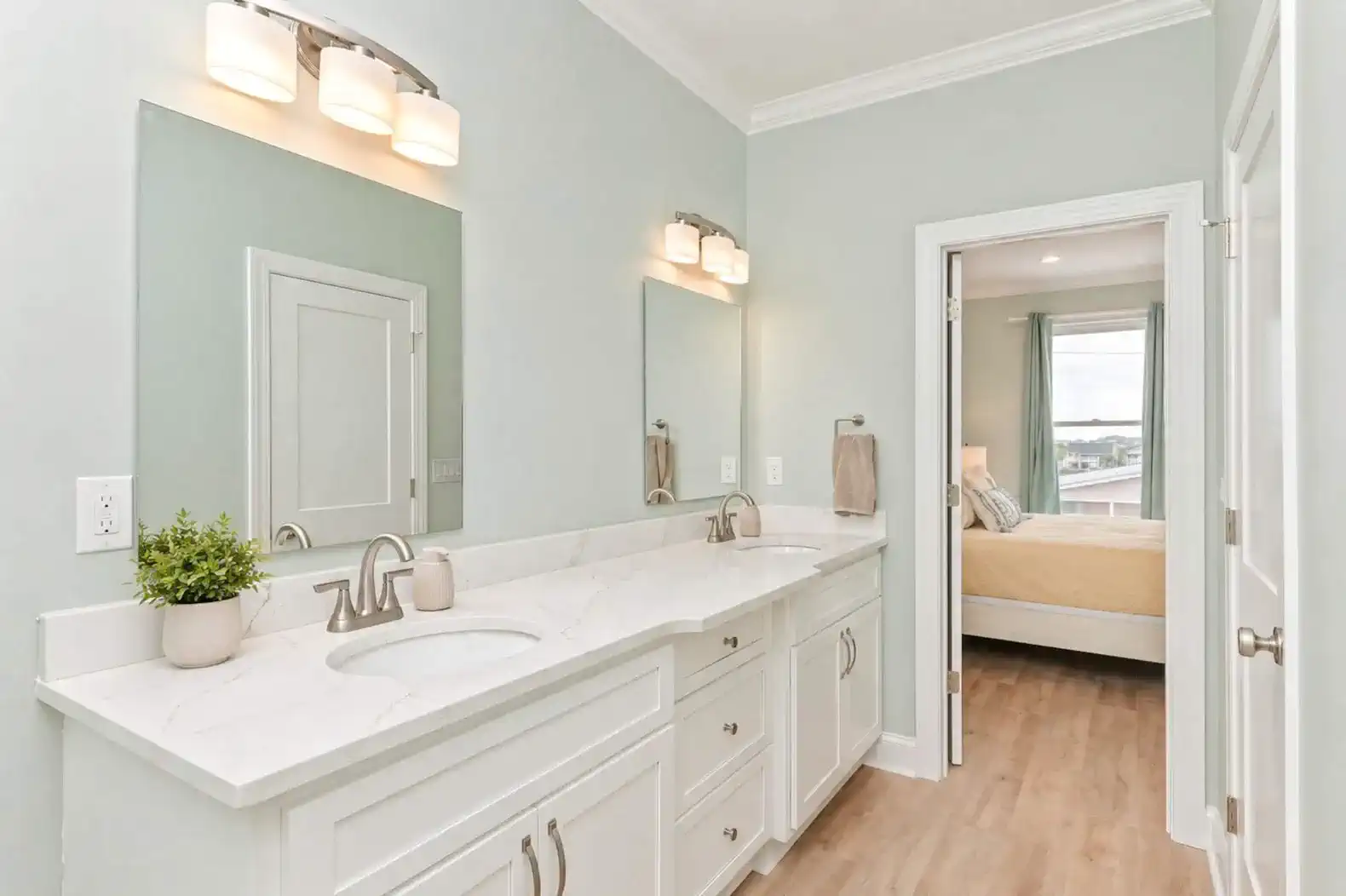 Upper-Level King Bedroom En Suite.  Complete with large double vanity.