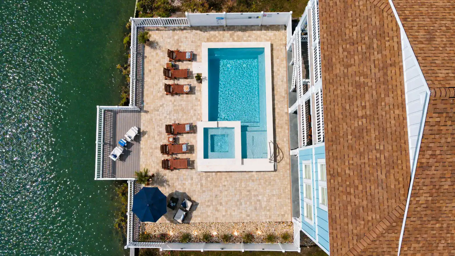 Aerial view of the backyard area