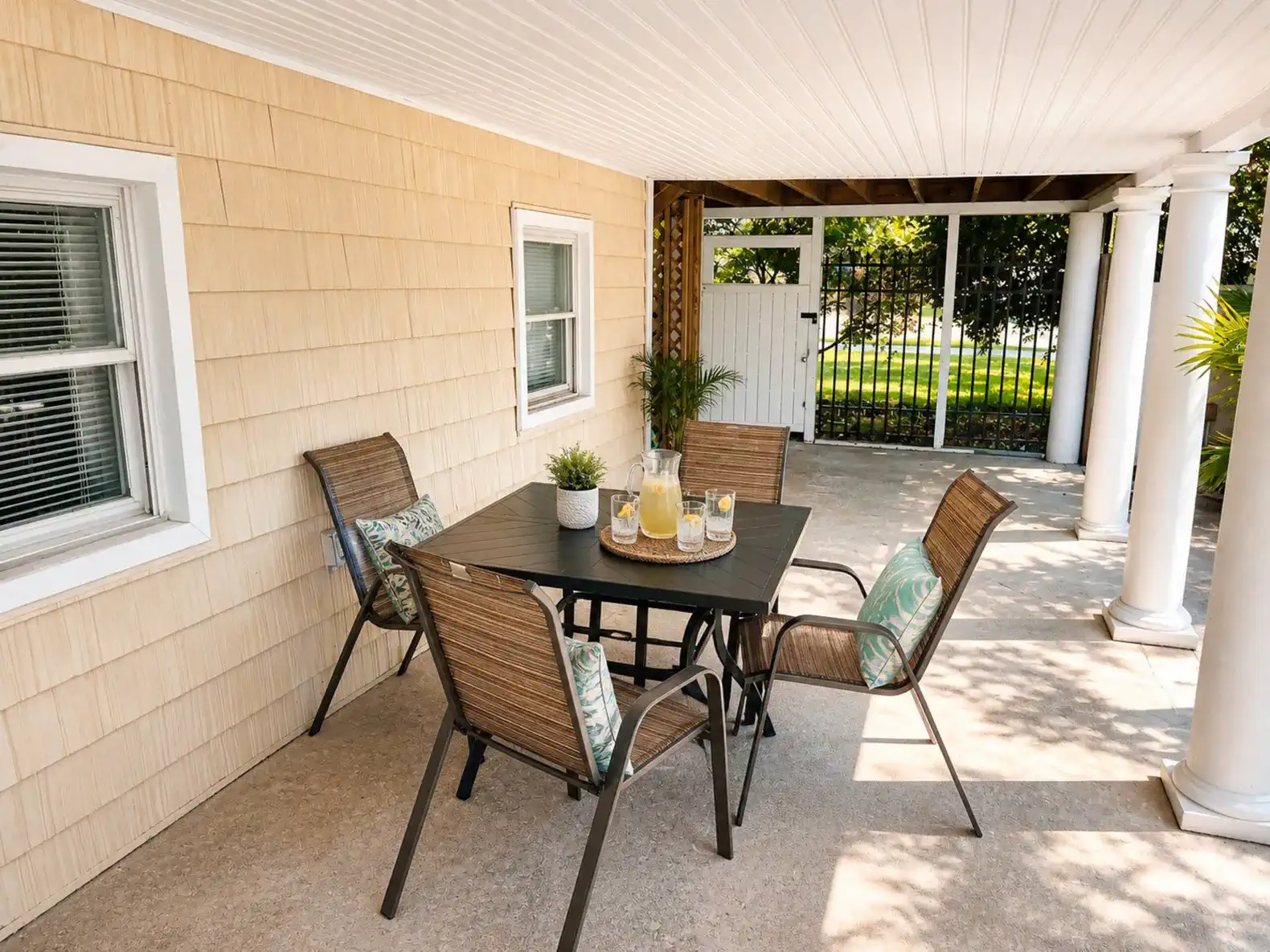 Table and chairs at pool area