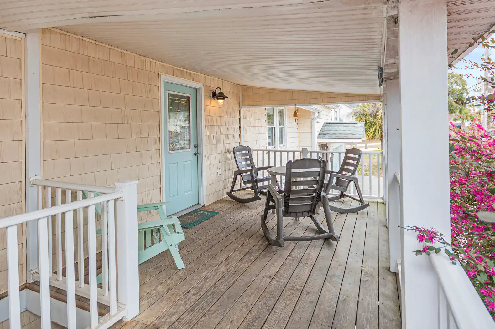 Covered deck area overlooking Street.  