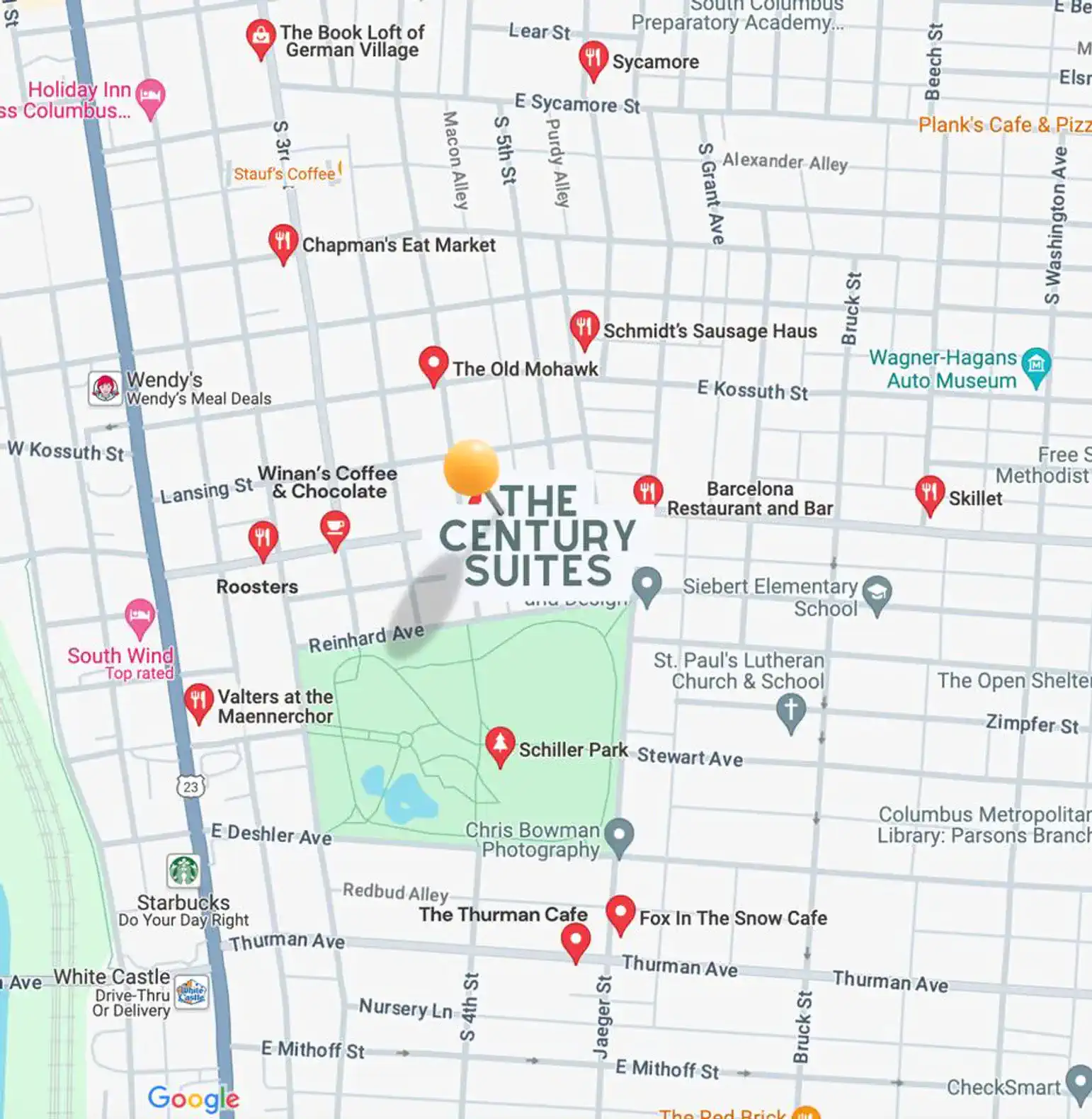 Centrally located in the heart of German Village, easy walking to the park and to the best local eaterys and cafes.