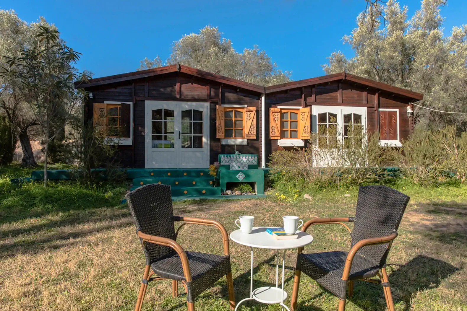 Cabaña pet friendly, dormitorio con AC
