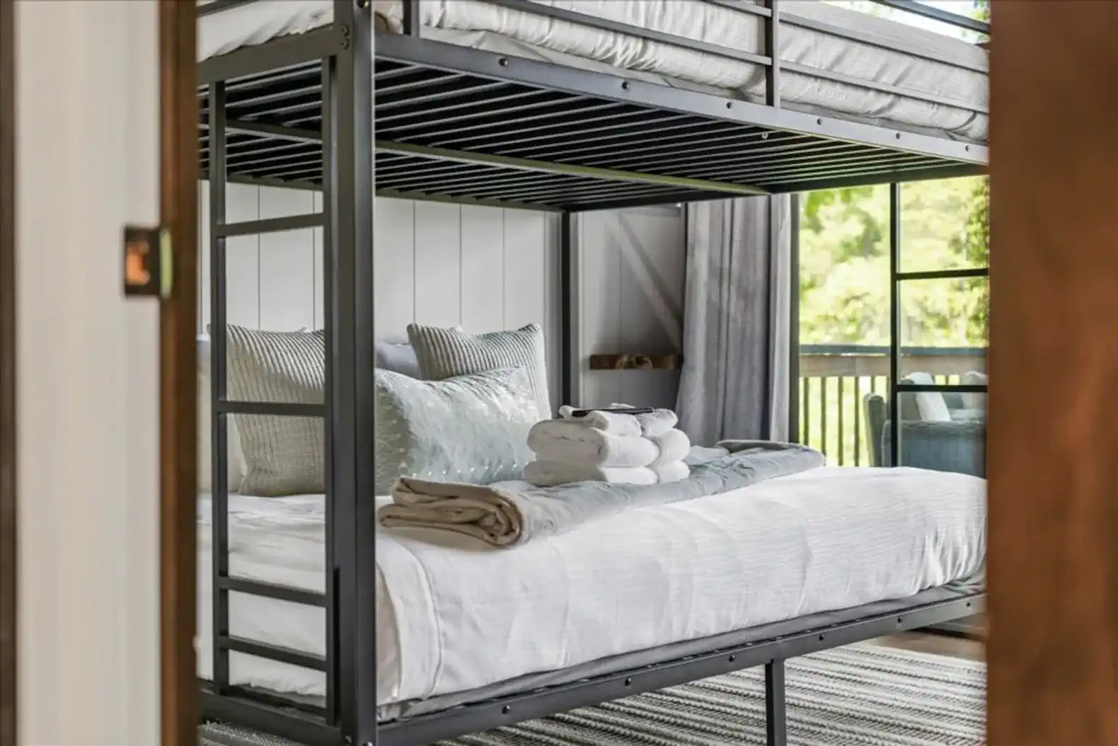 Extra blankets and towels for guests are on each bed for your convenience.