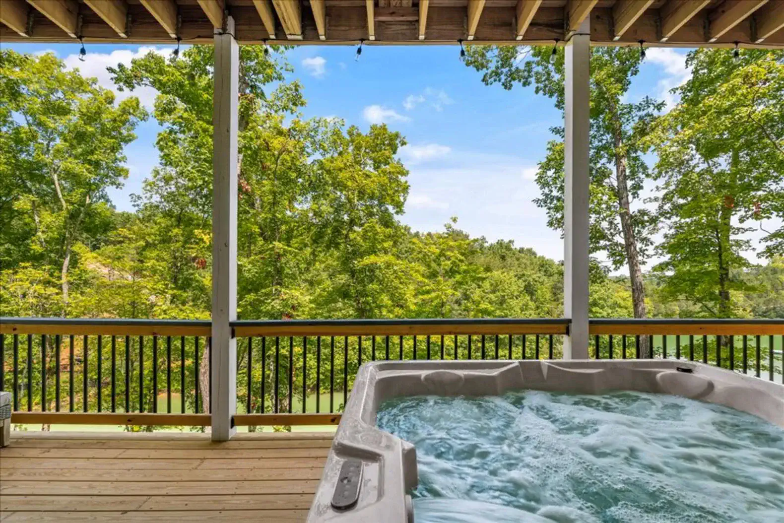 Enjoy the hot tub during any time of year or any time of day