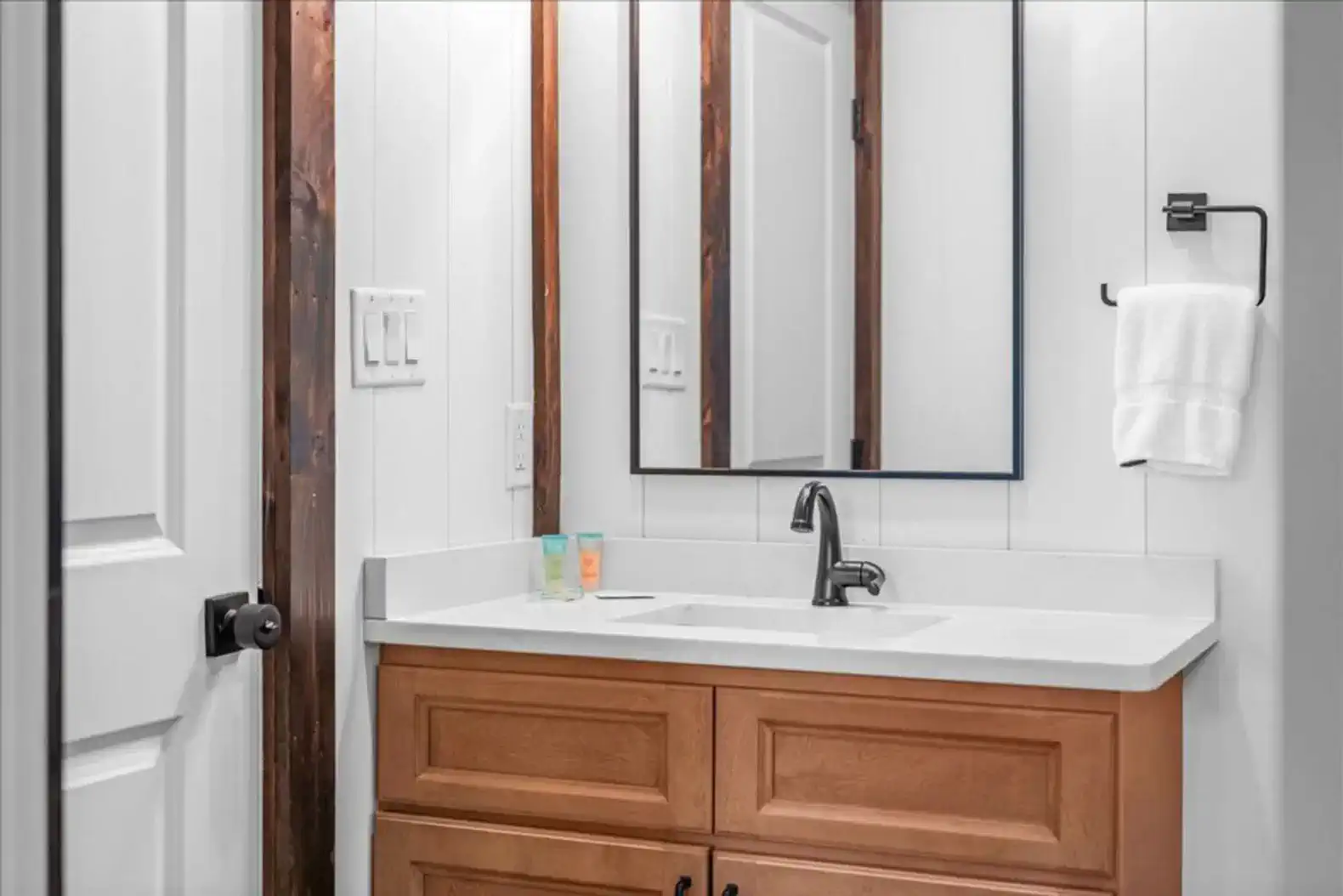 Soaps and towels are provided.