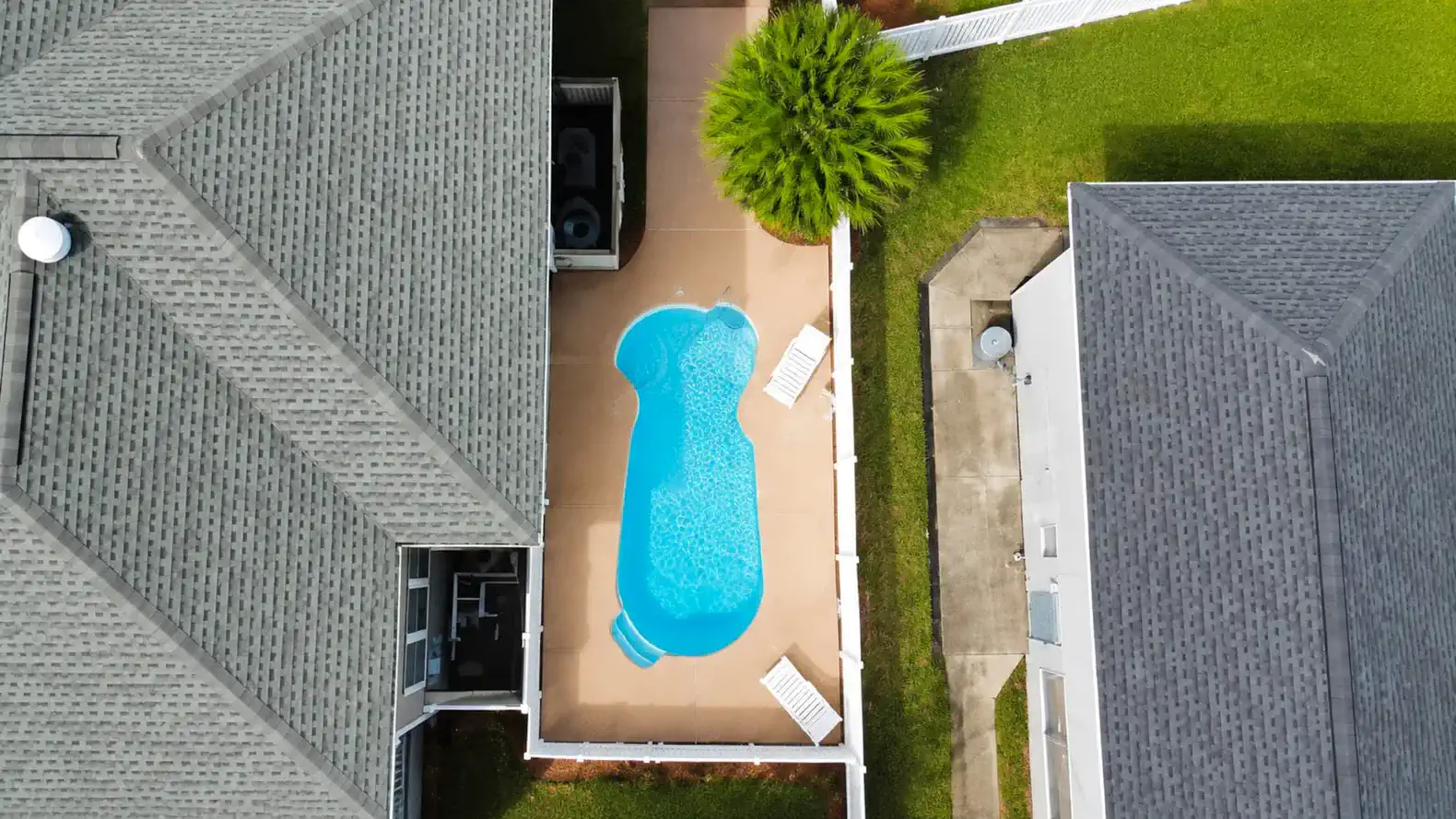 Aerial view of pool area