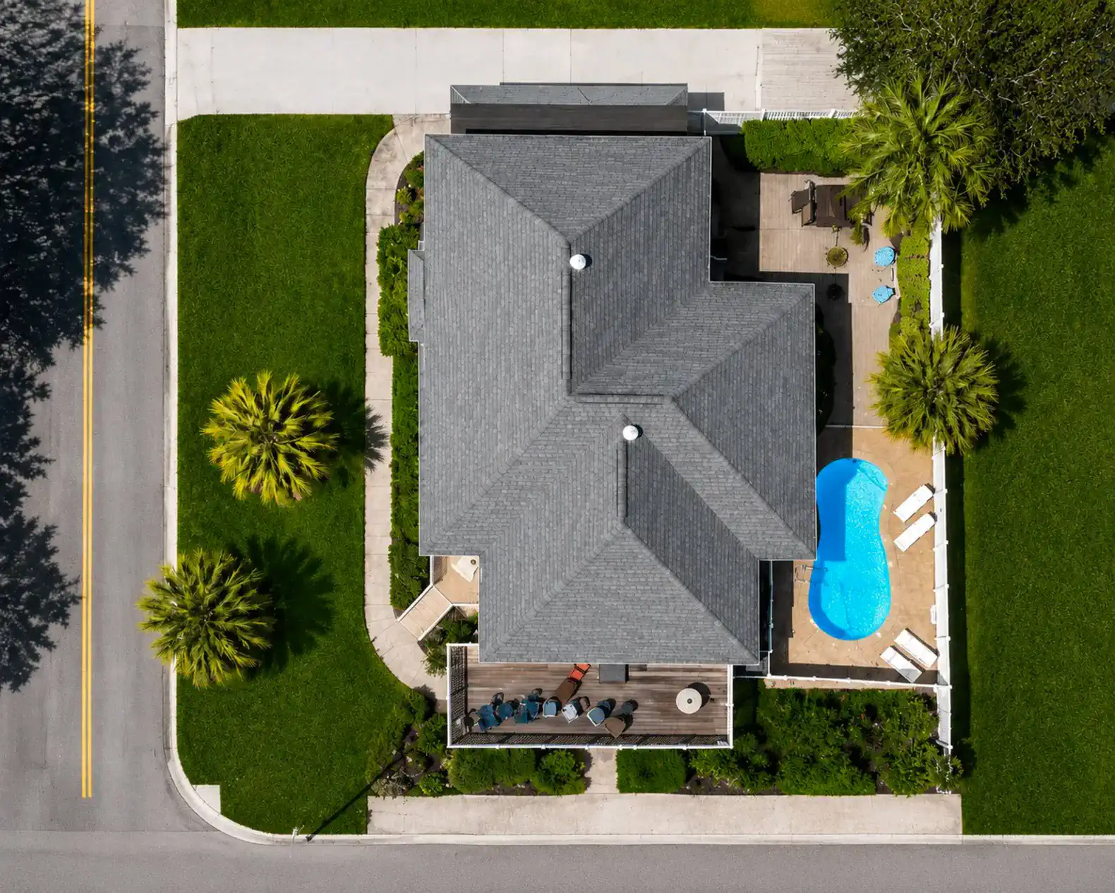 Aerial View of House and pool