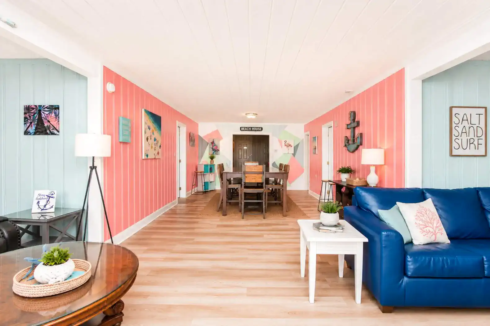 Anchors Up Living area that is open to the dining area