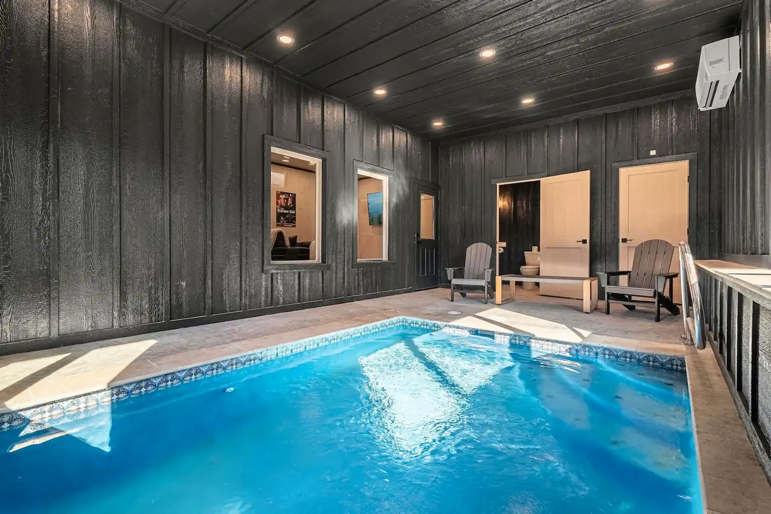 Seating is available near the pool so you can watch your kids or continue conversation without jumping in!