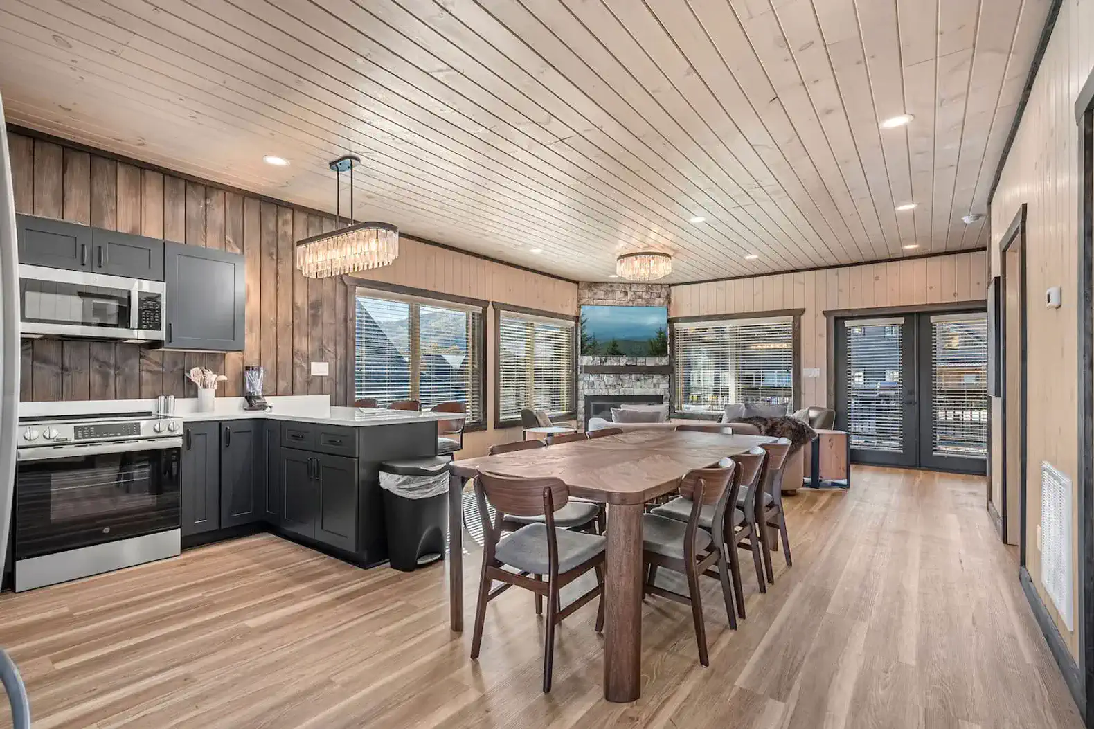Dining, Living, and Kitchen