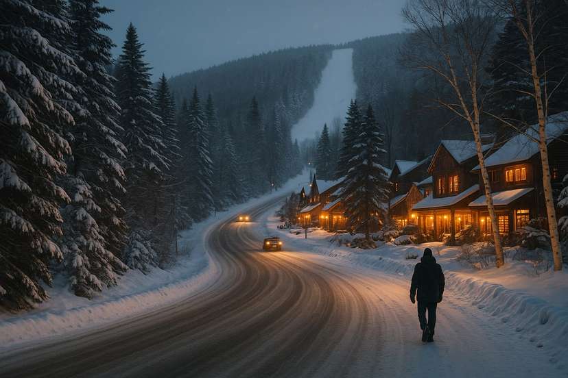 The Access Road after dark