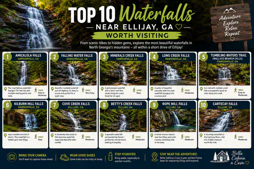 Top 10 Chutes d'Eau Près d'Ellijay, GA à Visiter