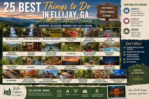 25 Meilleures Choses à Faire à Ellijay, GA pour les Familles, les Couples et les Amis (Guide 2026)