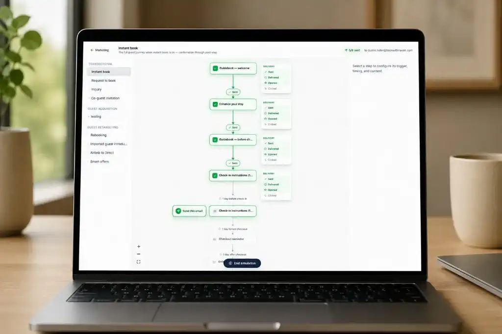 Haven win-back email journey builder on a laptop