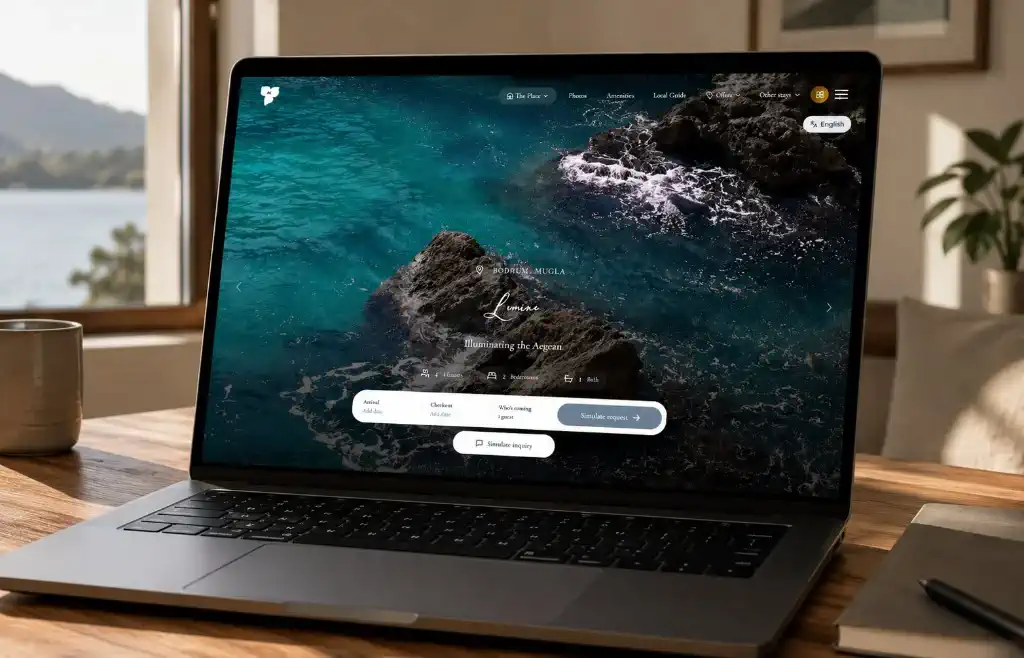 Haven branded booking site on a laptop