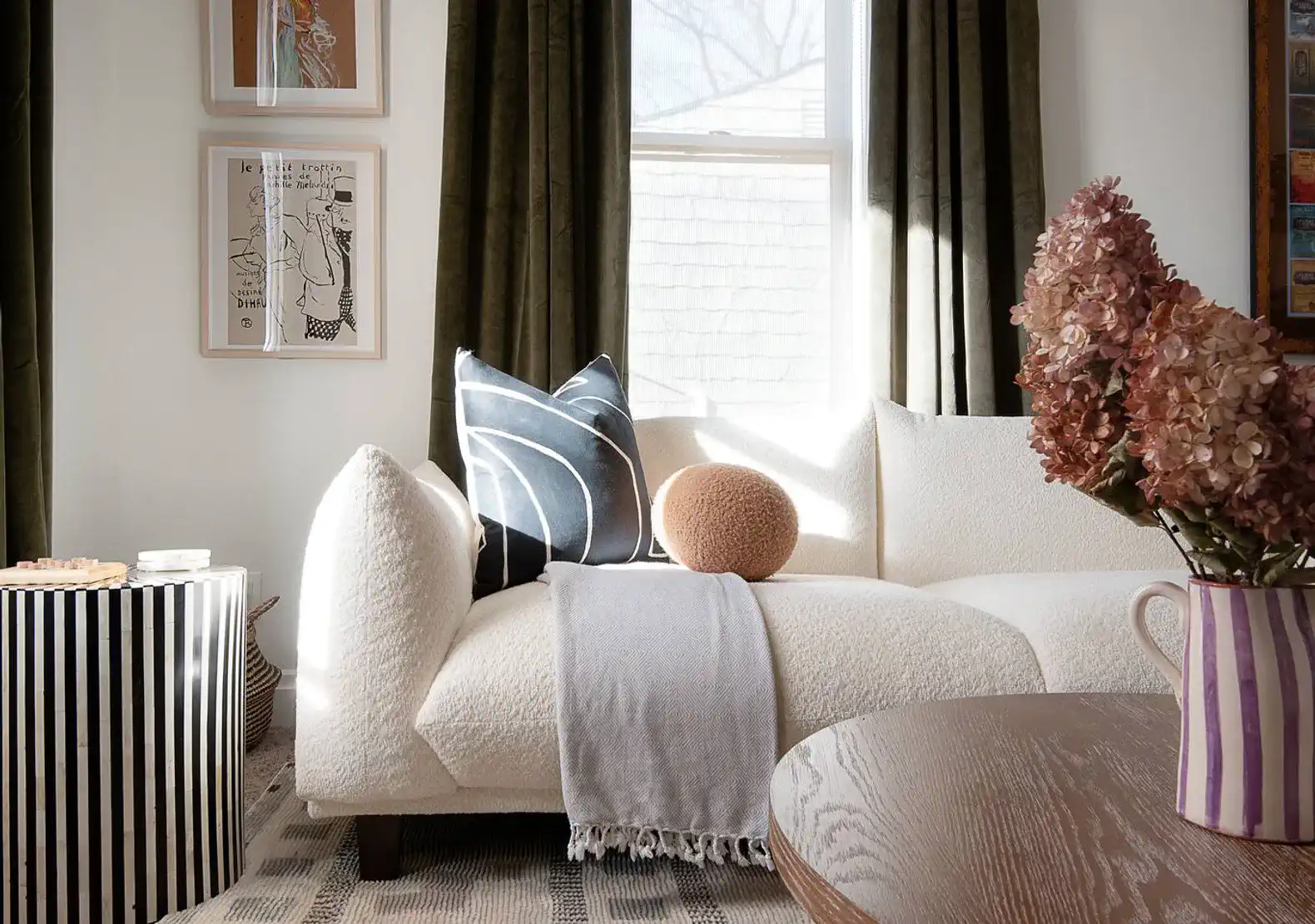 Living Room | Frame TV + Electric Fireplace + Workspace