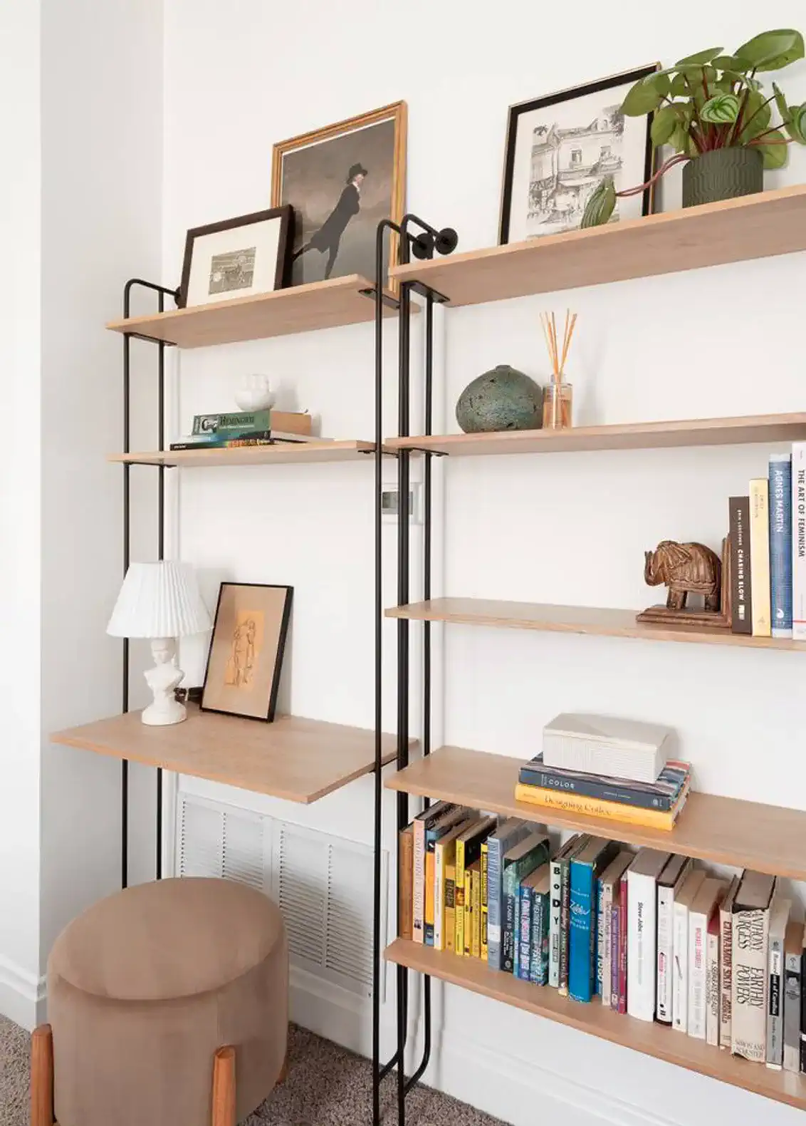Living Room Workspace | Workspace with a stool to work from