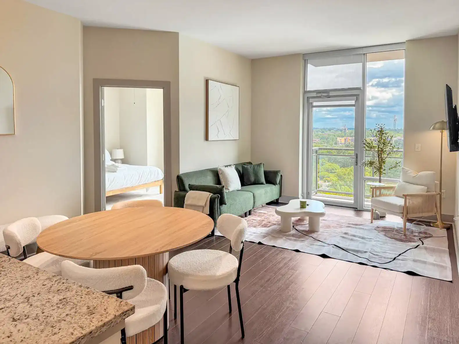 Calm Green Oak 2BR|2BTH – Tysons | Pool View Patio