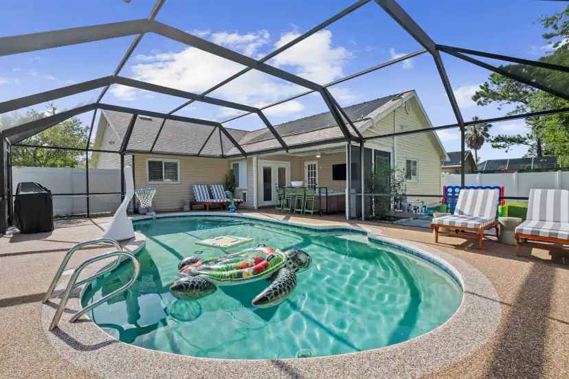 Solar-heated saltwater pool