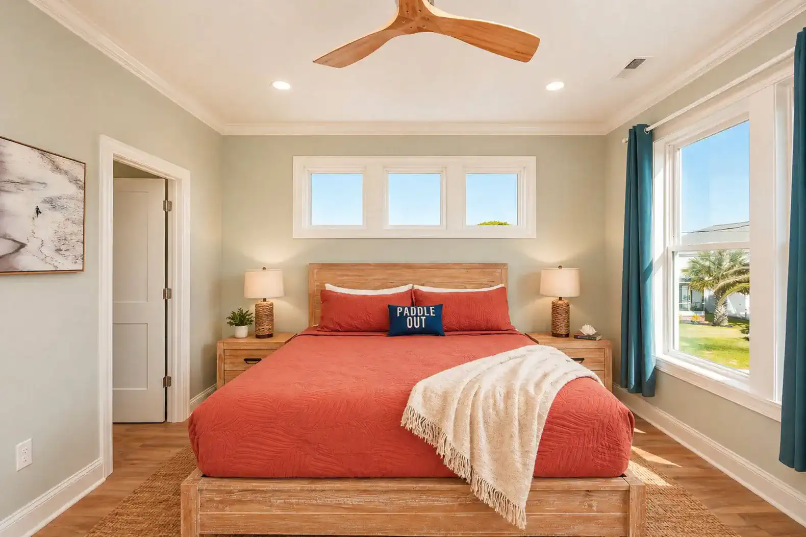 The Duke Room-named after Duke Kahanamoku-"The Father of Modern Surfing".  King Bedroom with Walk-In Closet and Large En Suite on Lower Level.