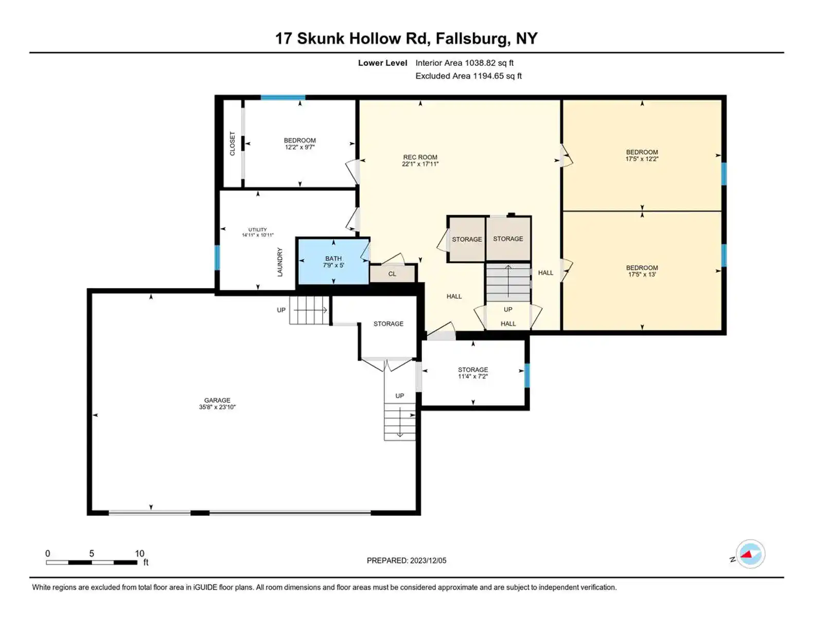 Floor plan layout of the lower level featuring bedrooms, storage, and hallways