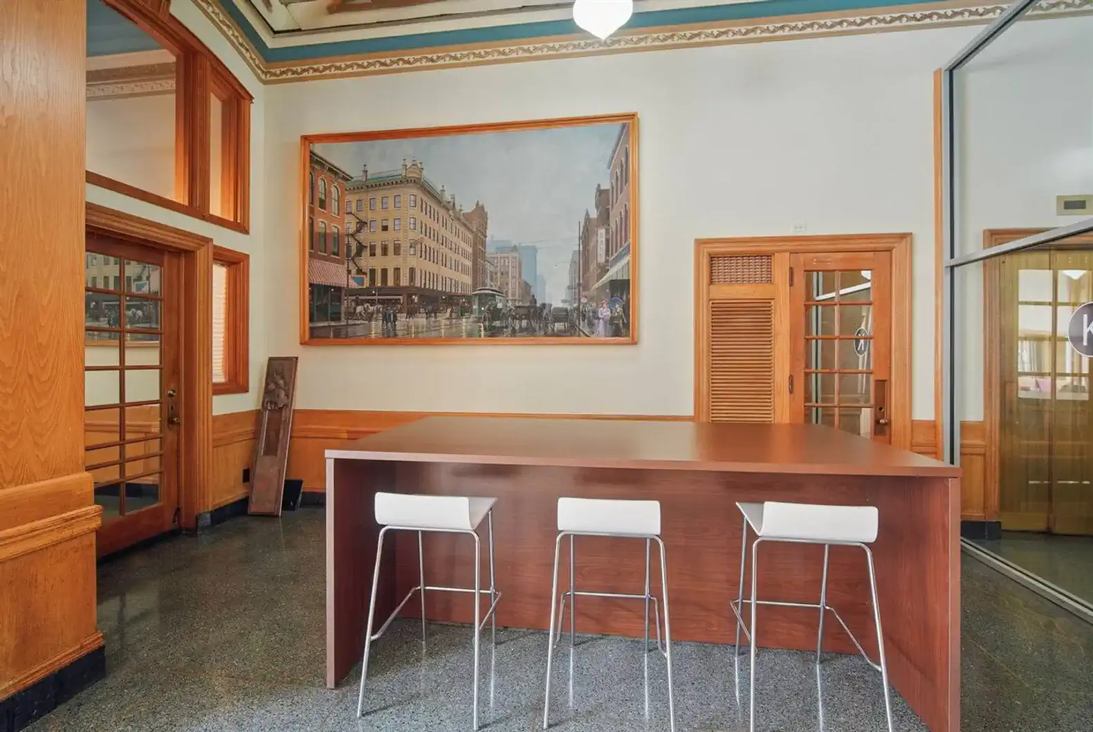 Grab a seat at this stylish high-top table—a perfect spot to work remotely or enjoy your morning coffee.