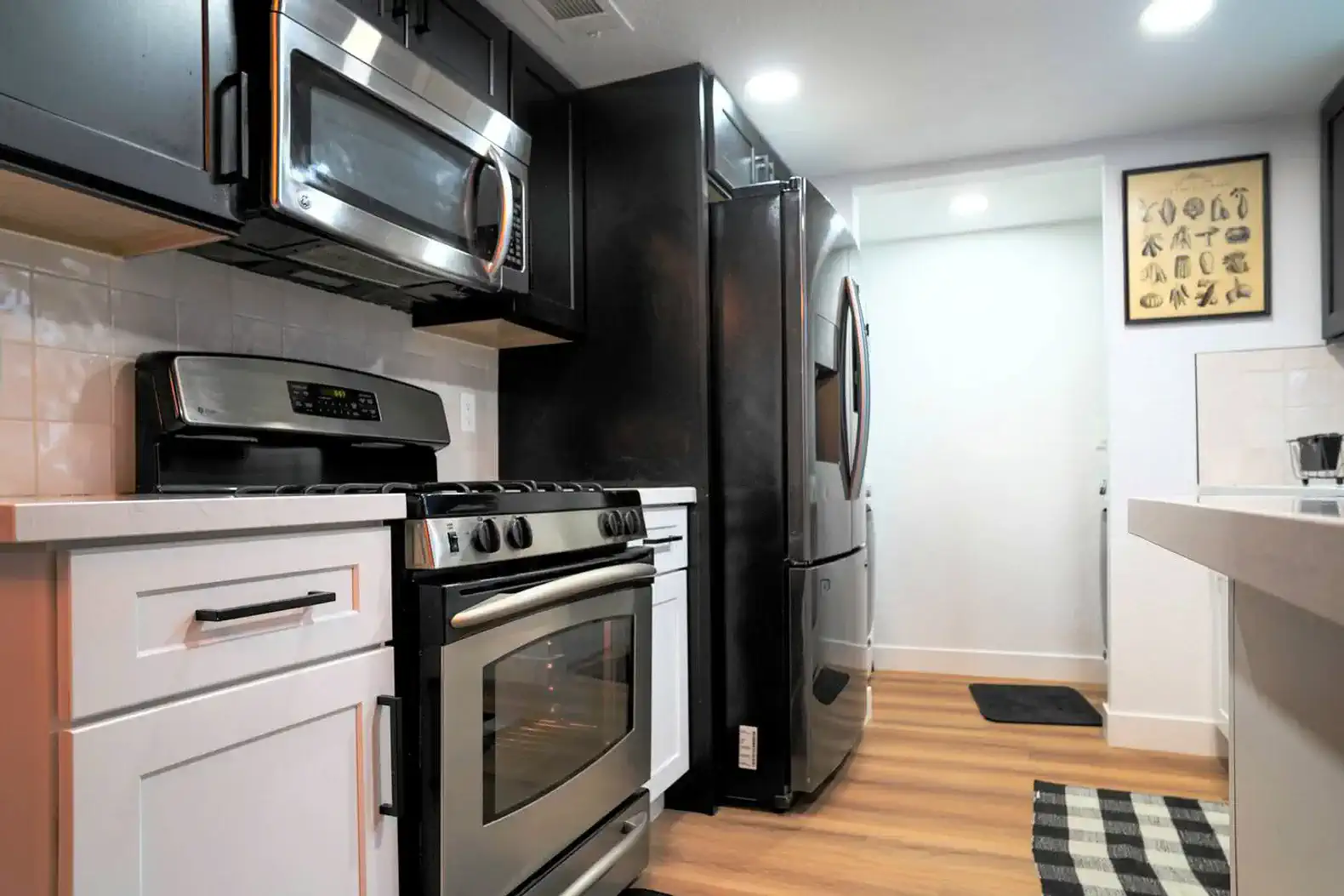 Modern kitchen with stainless steel appliances and sleek cabinetry