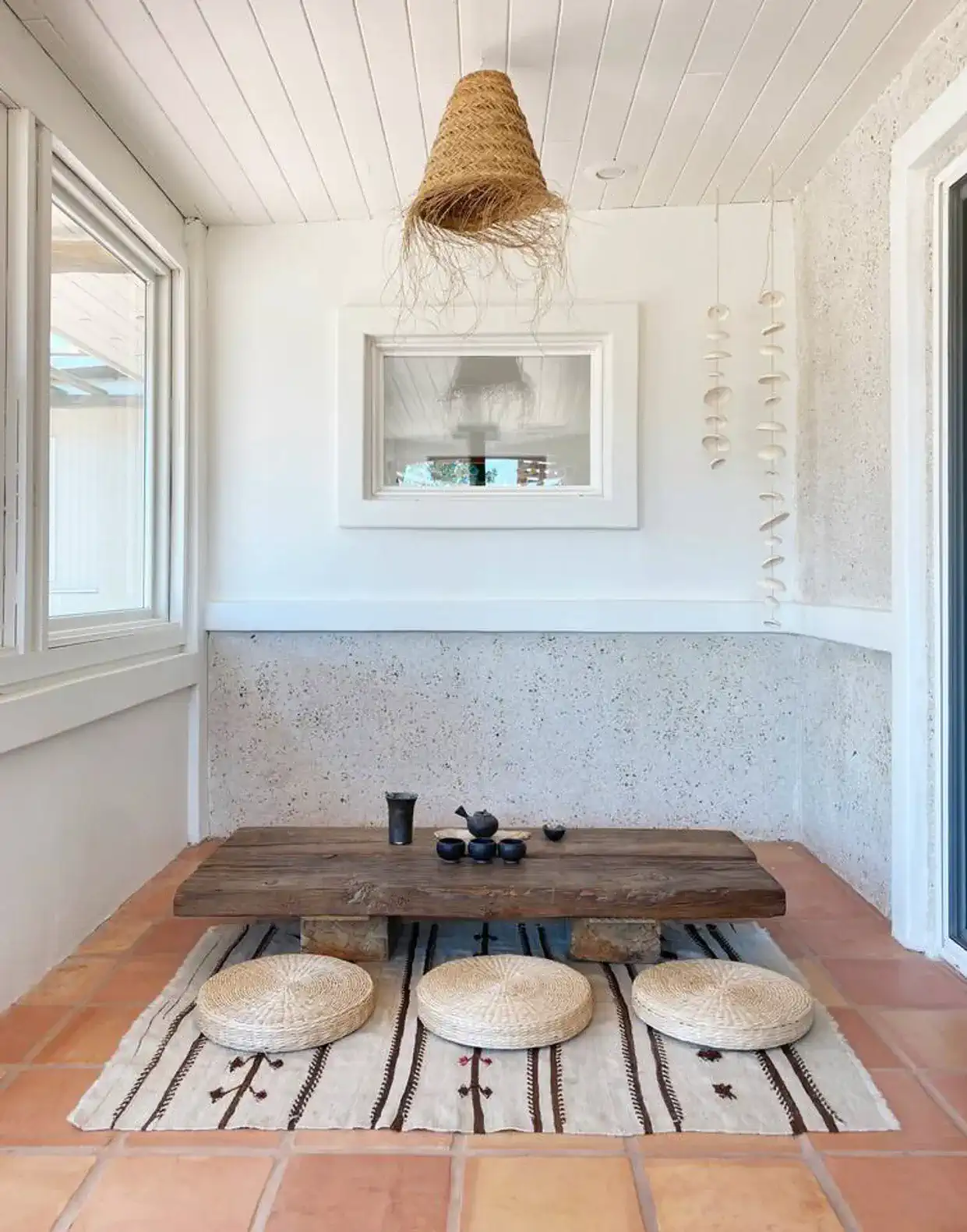 There are meditative spaces throughout the house including the front tea room.