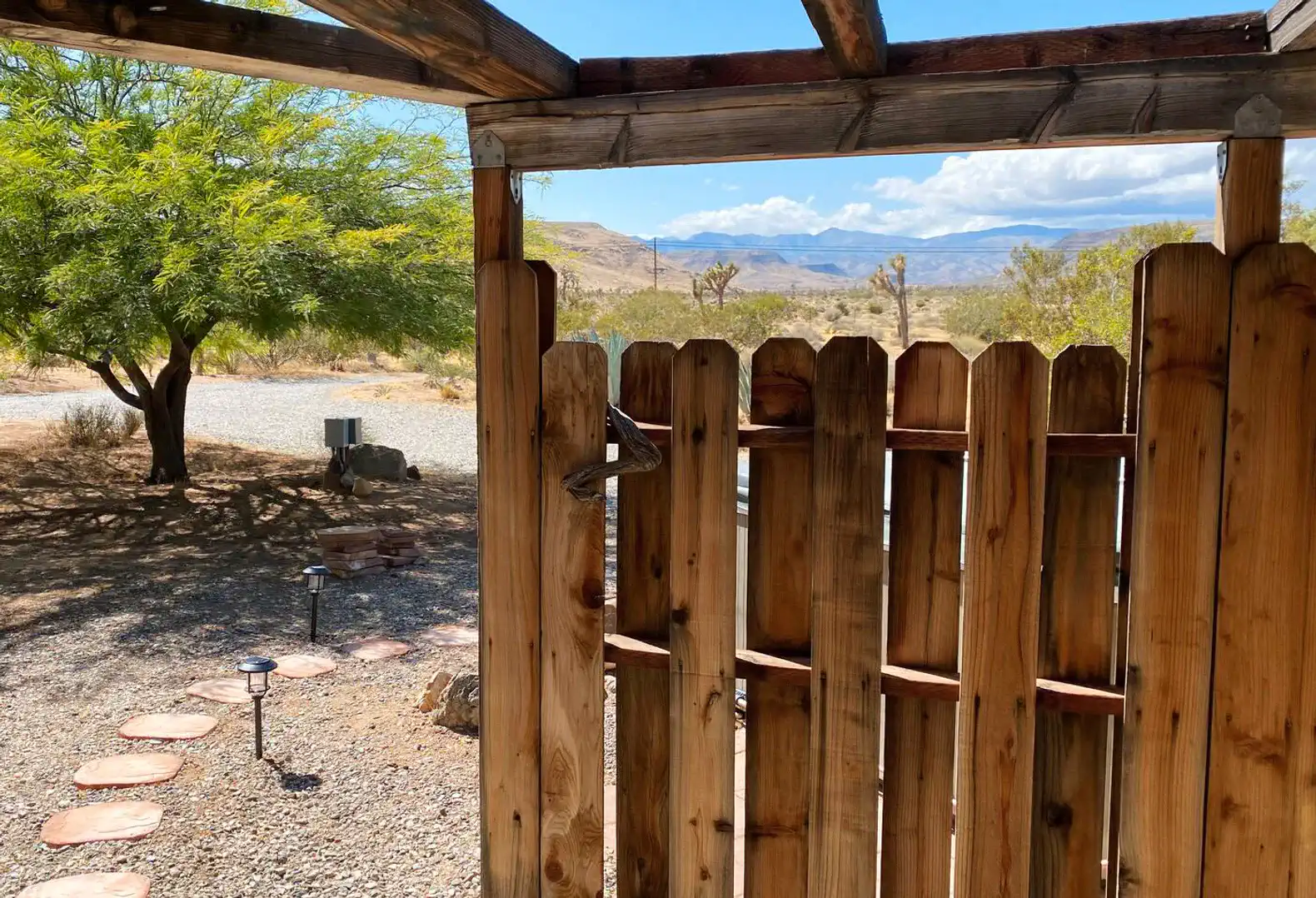 Looking towards Pipes Canyon from the covered patio outside the front bedroom.