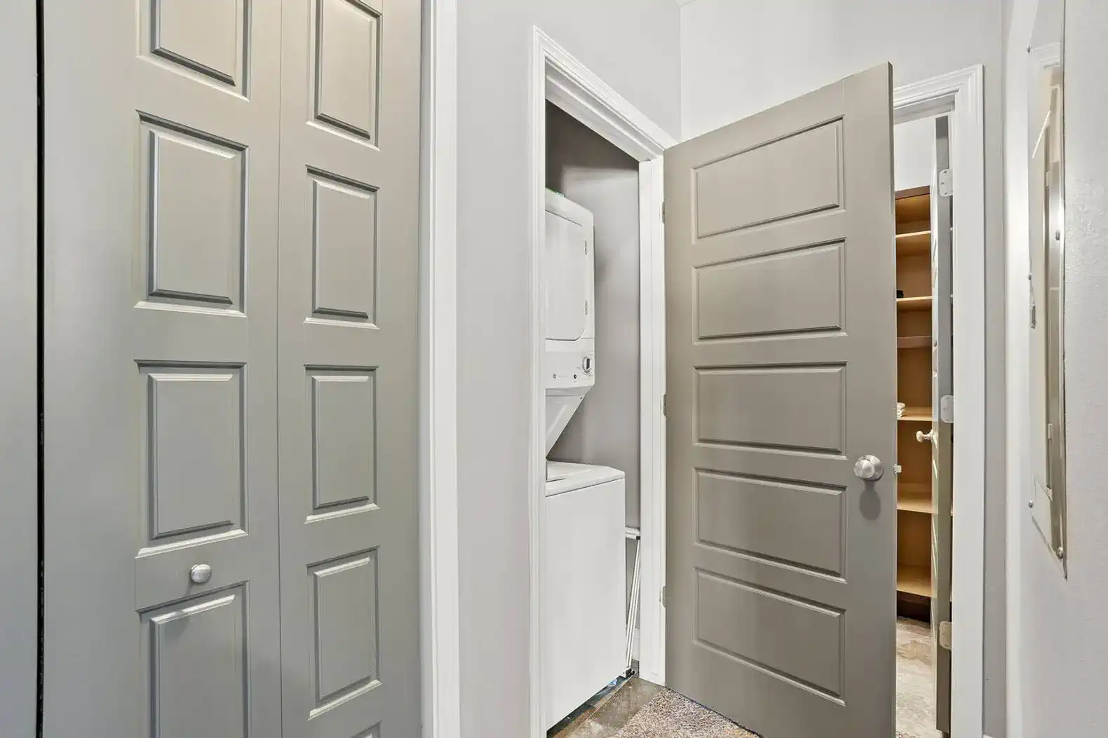 Around the corner is the full-size washer, dryer and all the laundry supplies you'll need during your stay.