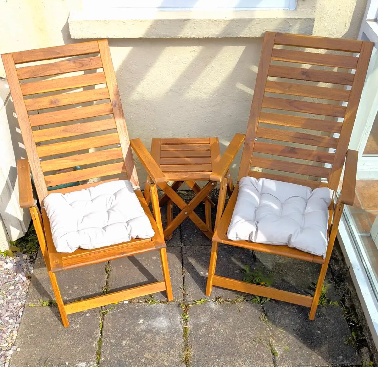 Stone patio with outdoor chairs