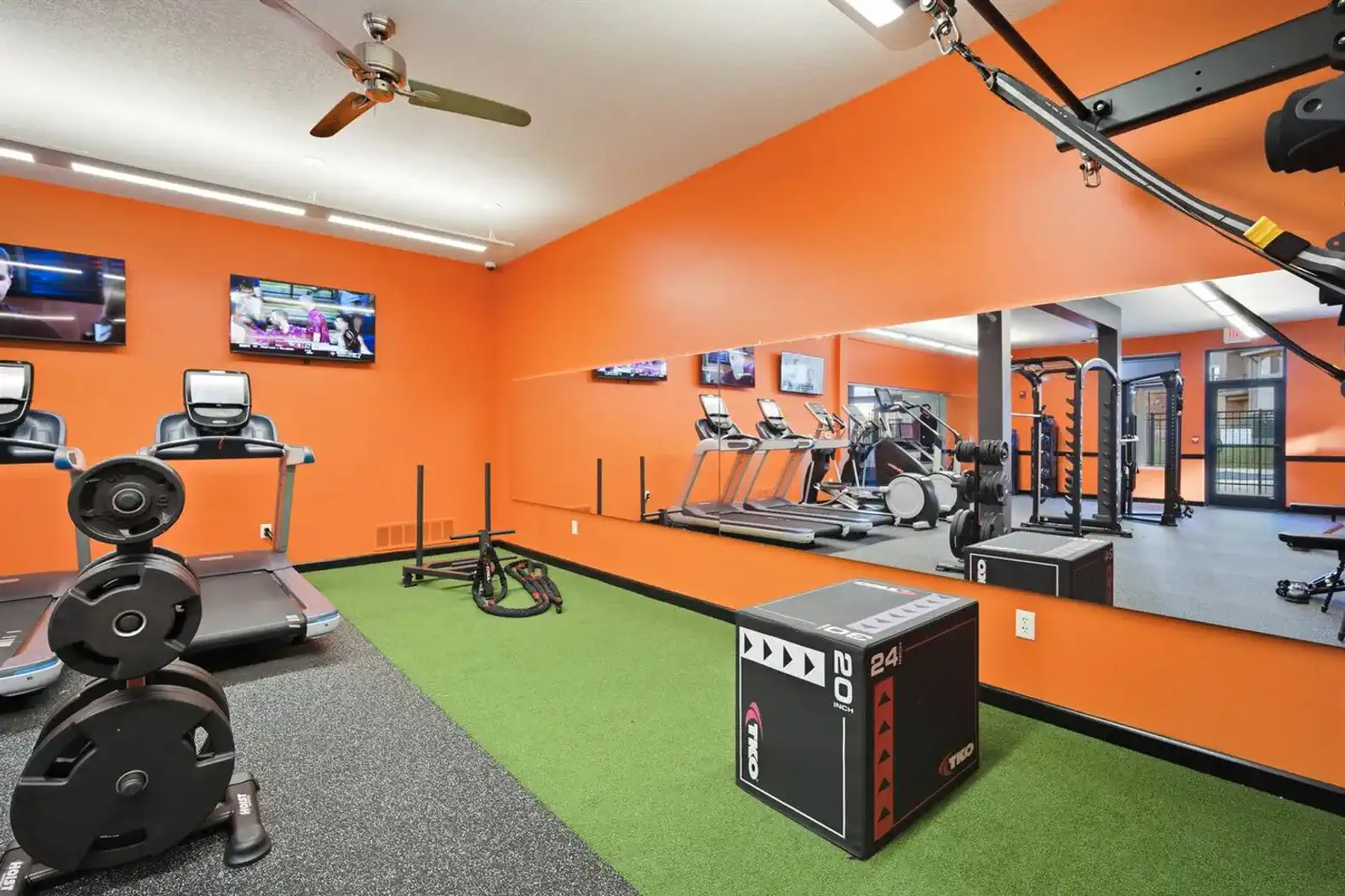 The mirrored wall is perfect for perfecting your form.