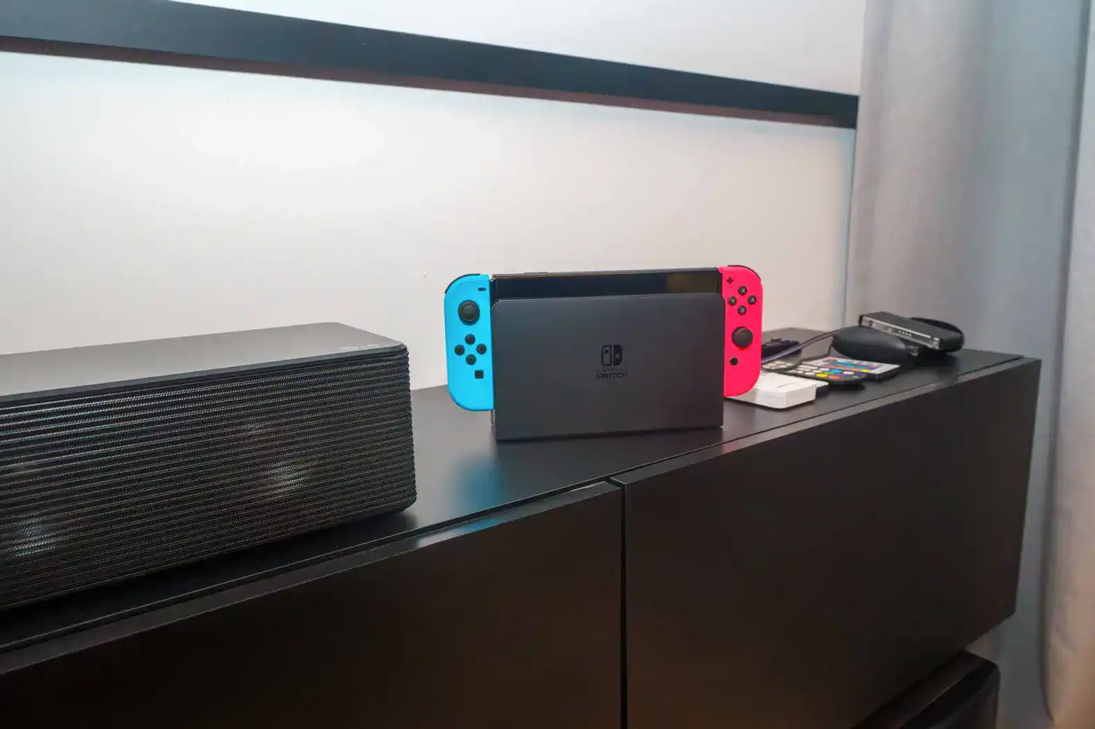 Nintendo Switch Console: Perfect for family fun and friendly gaming sessions during your stay.