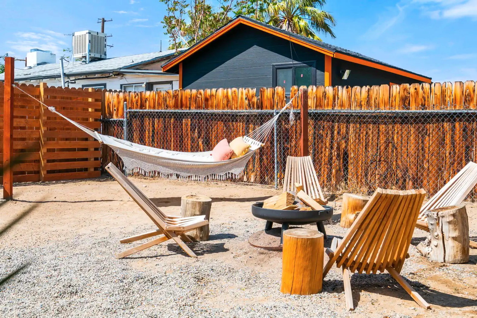 Hammock and fire pit area