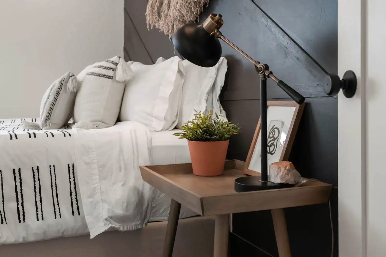 bedside tables in primary bedroom