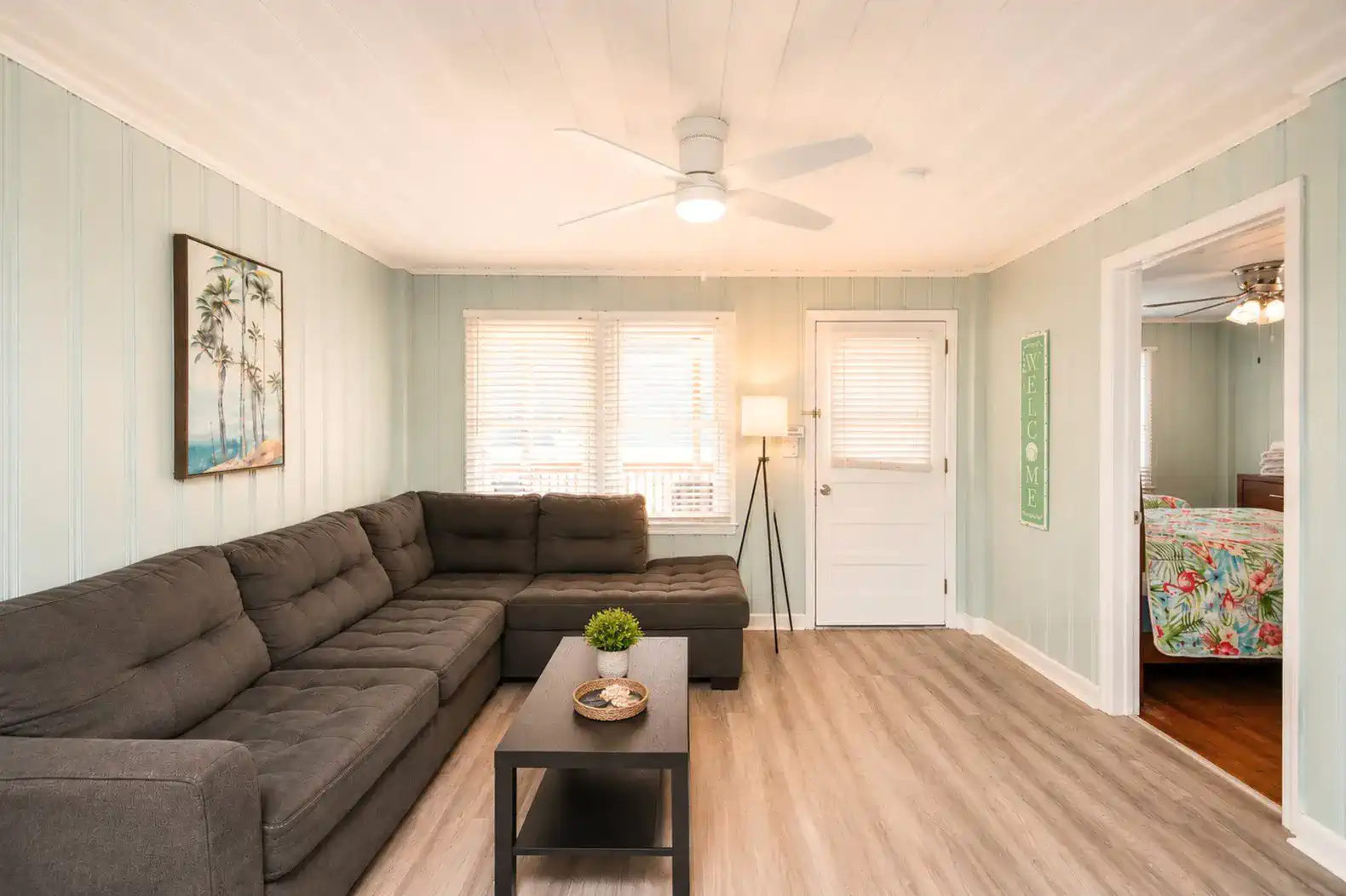 Bikini Bottom Living Area, door goes to covered deck overlooking pool