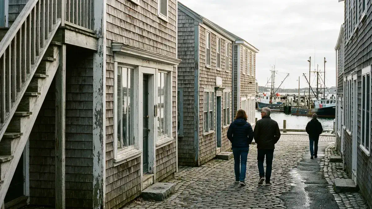 Rockport harbor lane, one of the best day trips from Gloucester MA
