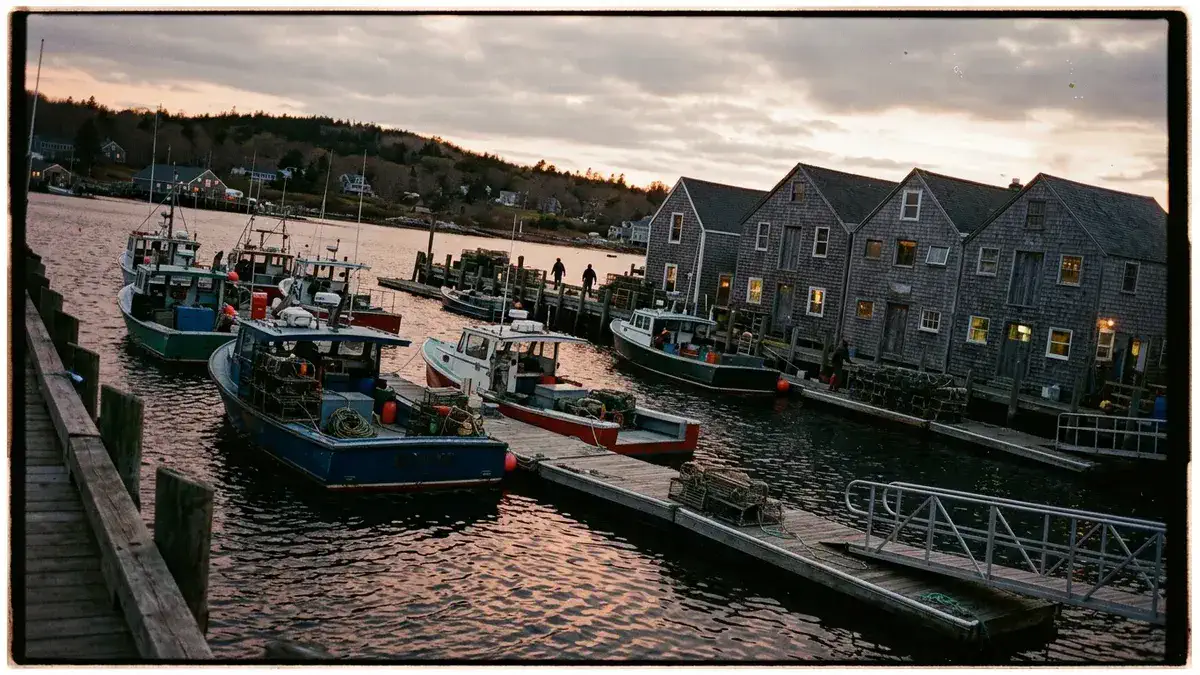 Gloucester harbor view at dusk, one of the best things to do in Gloucester