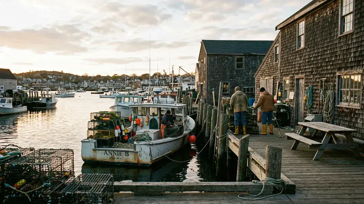 Harbor wharf setting for the best seafood Gloucester offers